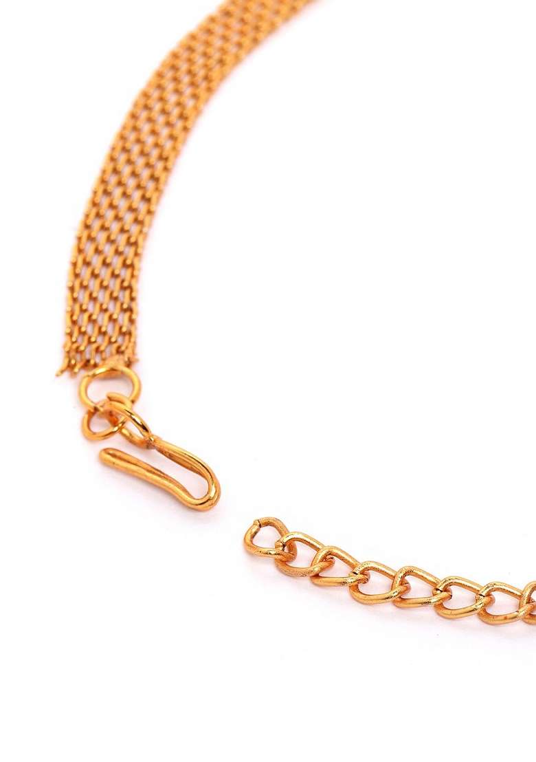 Gold Plated Floral Choker With Earrings Set - Indya
