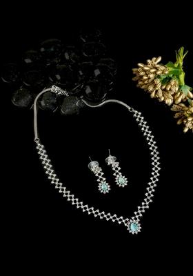 Silver Plated American Diamond Studded Jewellery Set