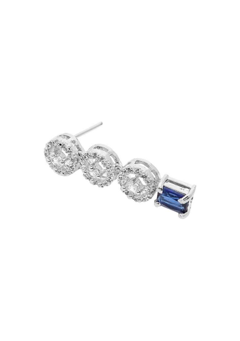 Silver Plated American Diamond Studded Square Shaped Jewellery Set - Indya