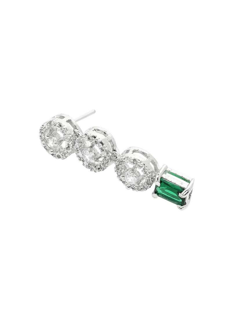 Silver Plated American Diamond Studded Square Shaped Jewellery Set - Indya
