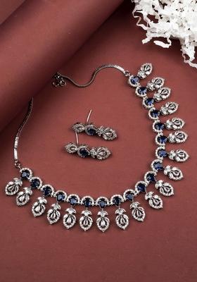 Sliver Plated Cubic Zirconia Studded Jewellery Set