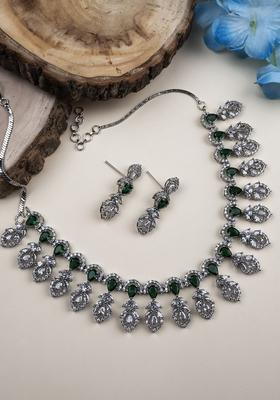 Sliver Plated Cubic Zirconia Studded Jewellery Set