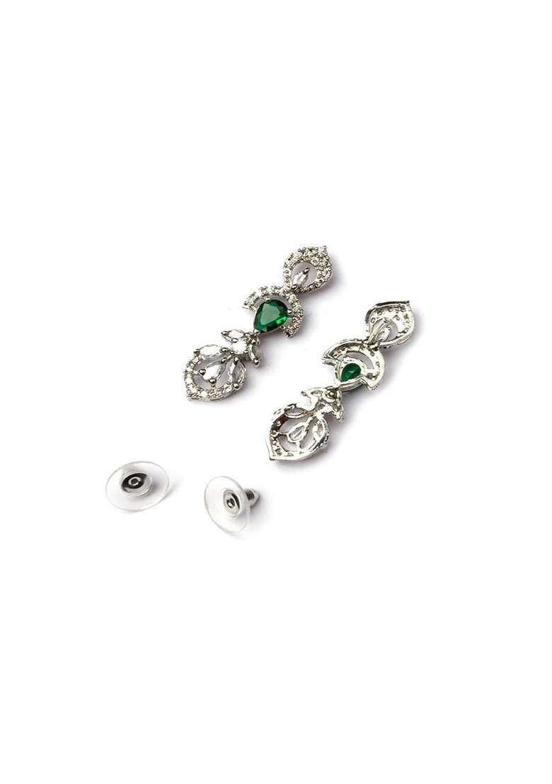 Sliver Plated Cubic Zirconia Studded Jewellery Set - Indya