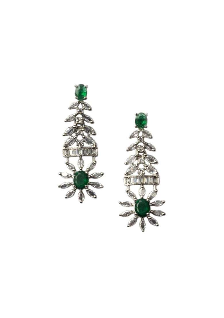 Silver Plated American Diamond Studded Necklace Set - Indya