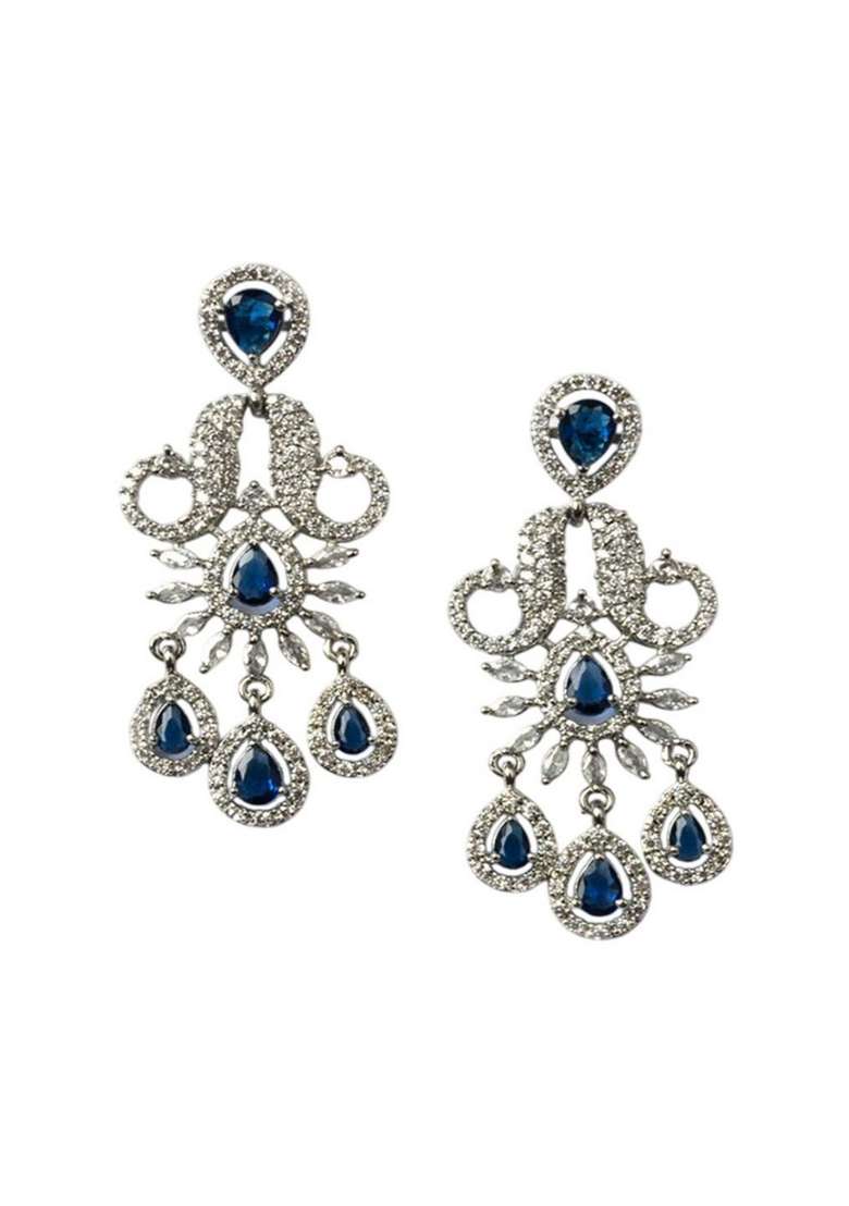 Sliver Plated American Diamond Studded Jewellery Set - Indya