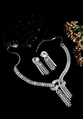 Silver Plated Cubic Zirconia Studded Jewellery Set