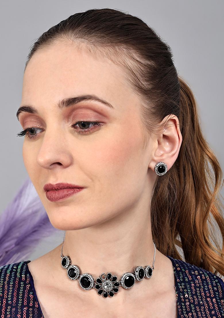 Blackand Silver Copper Necklace Sets