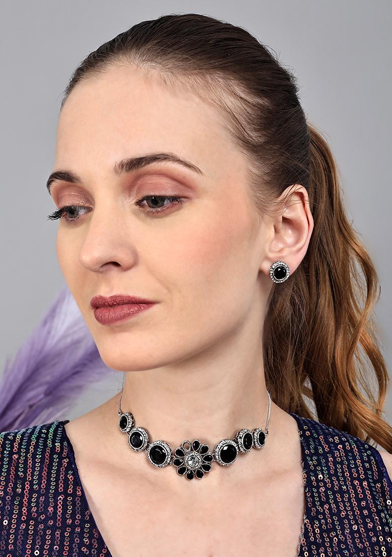 Blackand Silver Copper Necklace Sets