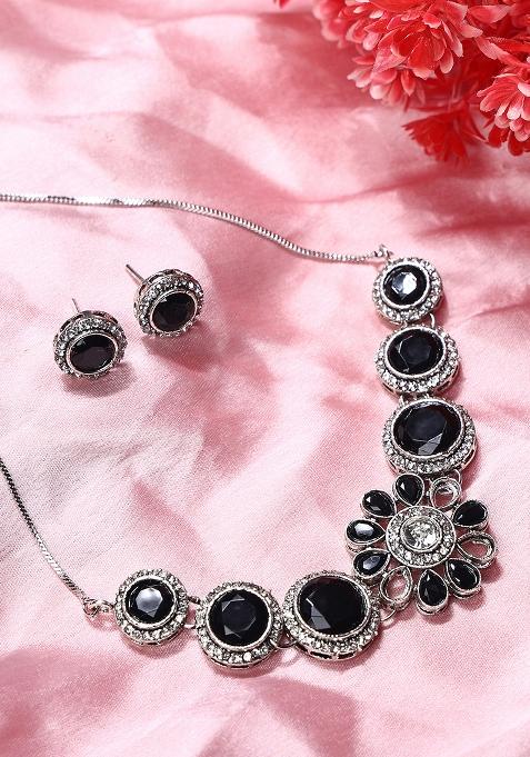 Blackand Silver Copper Necklace Sets