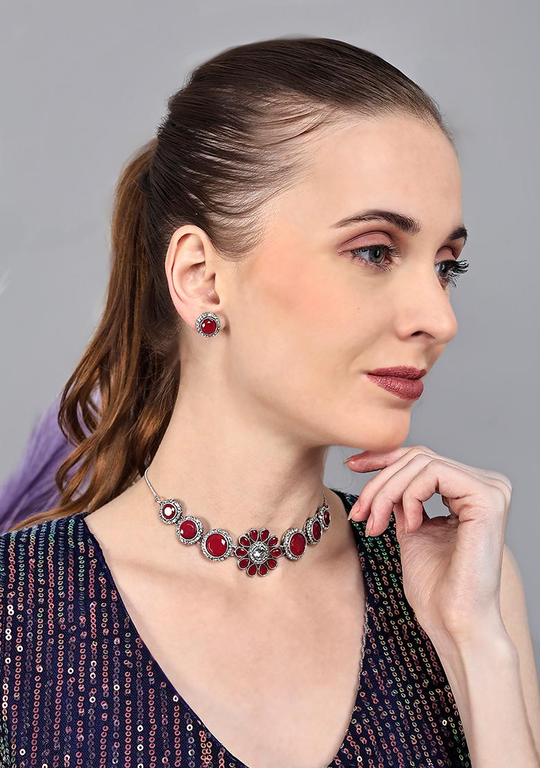 Marronand Silver Alloy Necklace Sets