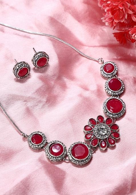 Marronand Silver Alloy Necklace Sets