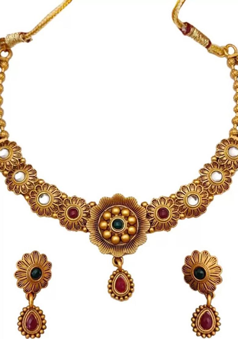 Golden Alloy Necklace Set