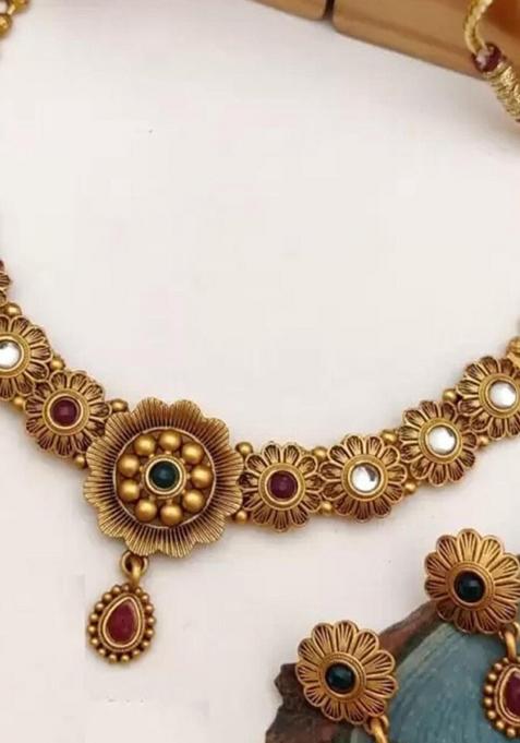Golden Alloy Necklace Set