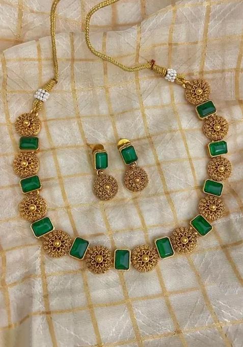 Golden Alloy Necklace Set