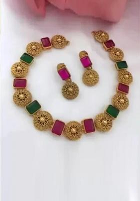 Golden Alloy Necklace Set