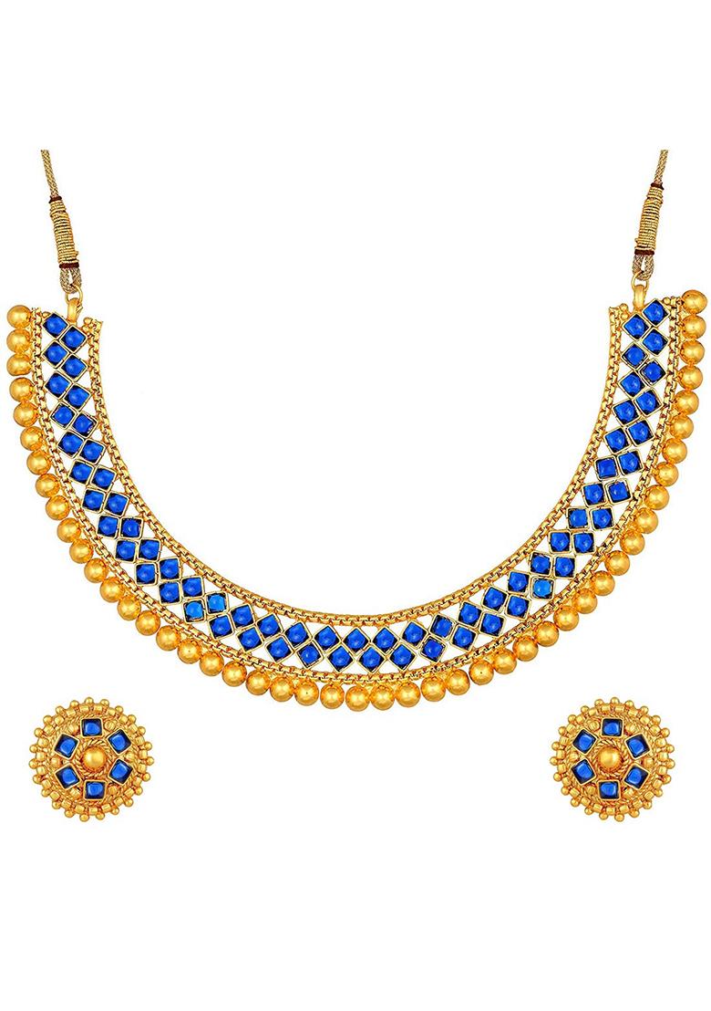Blue Alloy Necklace Set