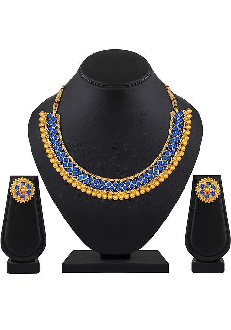 Blue Alloy Necklace Set