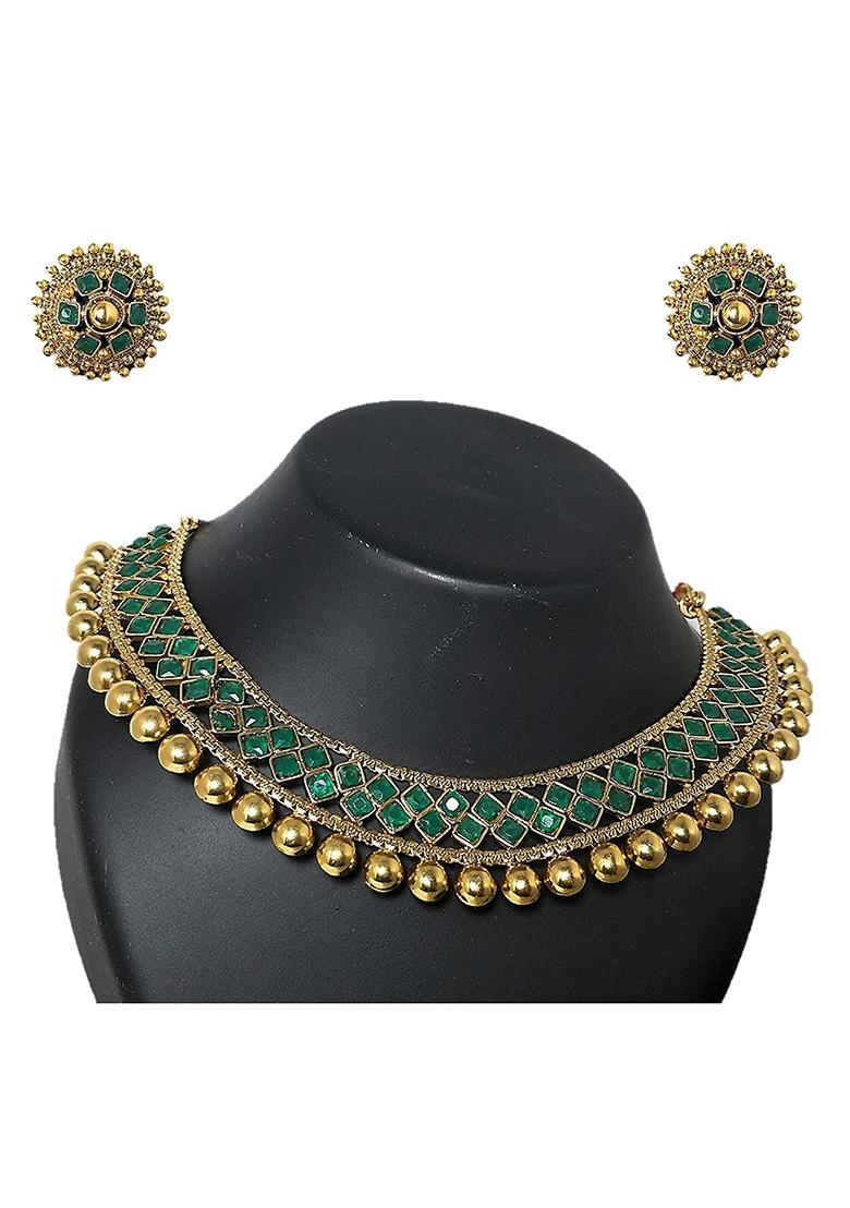 Green Alloy Necklace Set