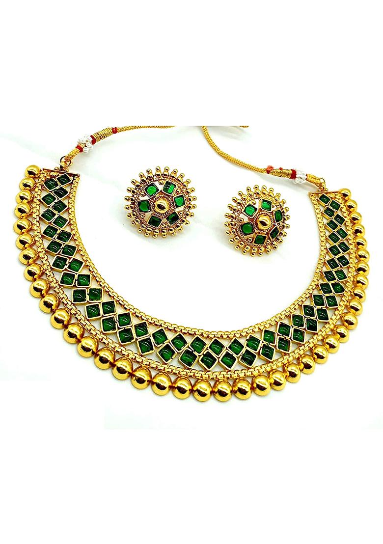 Green Alloy Necklace Set