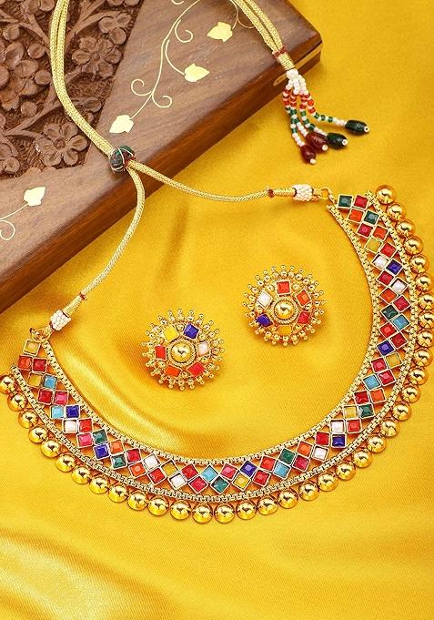 Multicolor Alloy Necklace Set