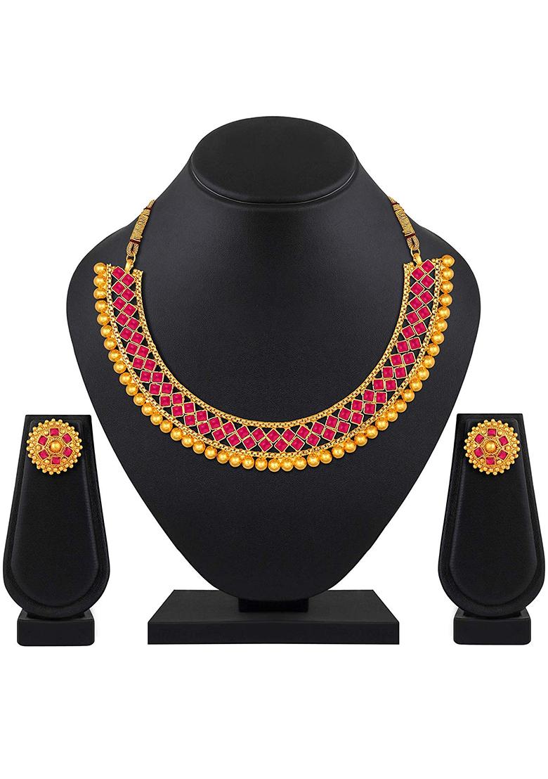 Red Alloy Necklace Set