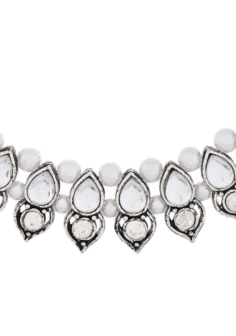 Oxidised Silver And Plated Bridal Choker Jewellery Set

 - Indya