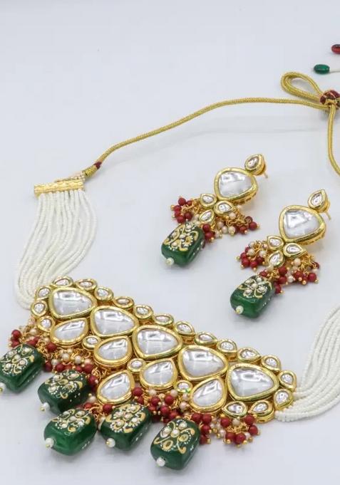 Multicolor Alloy Kundan Work Necklace Set