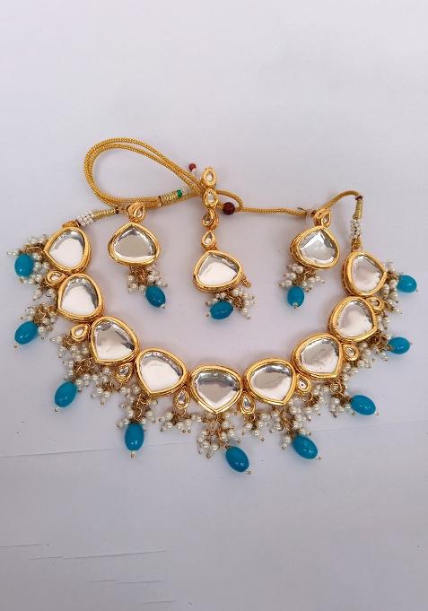 Firozi Alloy Kundan Work Necklace Set