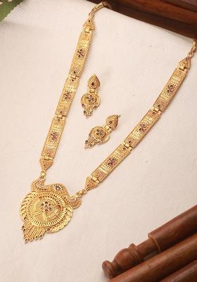 Gold Plated Stone Studded Jewellery Set