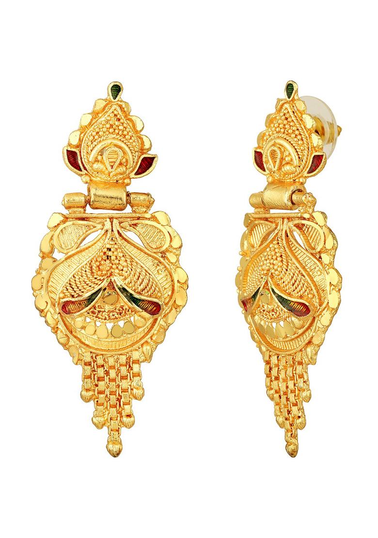 22K Gold Plated Leaf Design Necklace Set With Matching Earrings