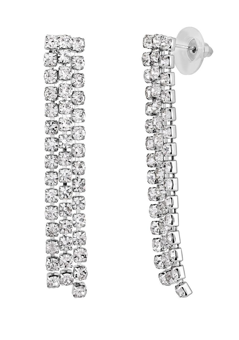 Silver Plated Crystal And Zirconia Studded Multistrand Jewellery Set