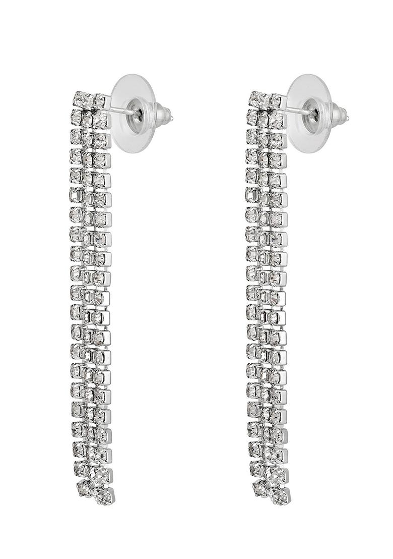18K Rhodium Plated Crystal Ad And Zirconia Studded Multistrand Statement Jewellery Set