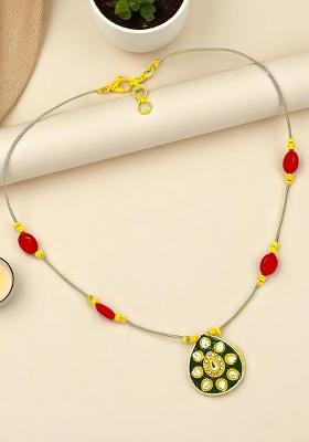 Gold Plated Kundan Meenakari String Necklace