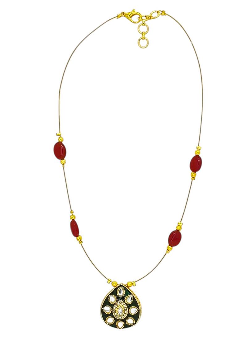 Gold Plated Kundan Meenakari String Necklace