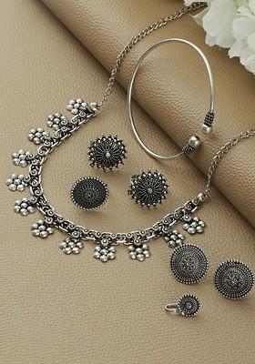 Silver Plated Oxidised German Silver Jewellery Set