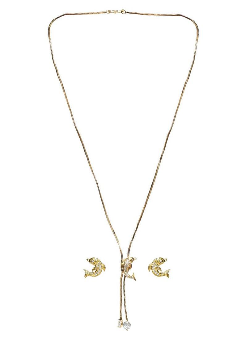 Gold Plated Ad Stone Studded Jewellery Set