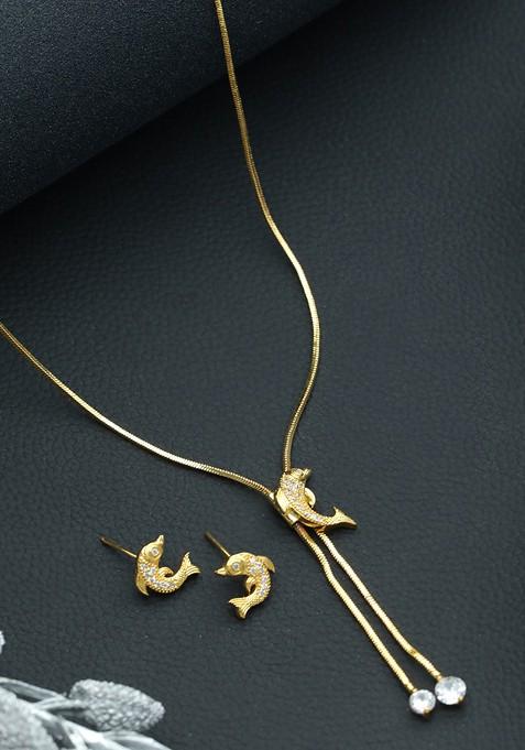 Gold Plated Ad Stone Studded Jewellery Set