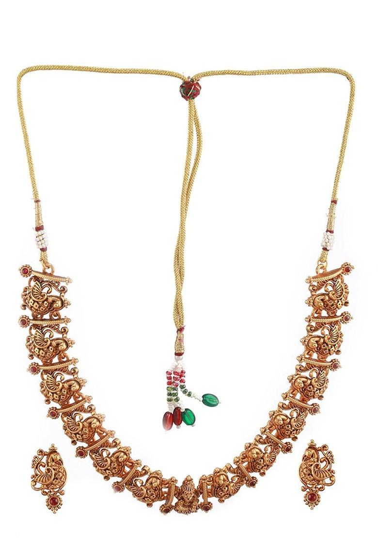 Gold Plated Stone Studded Temple Jewellery Set
