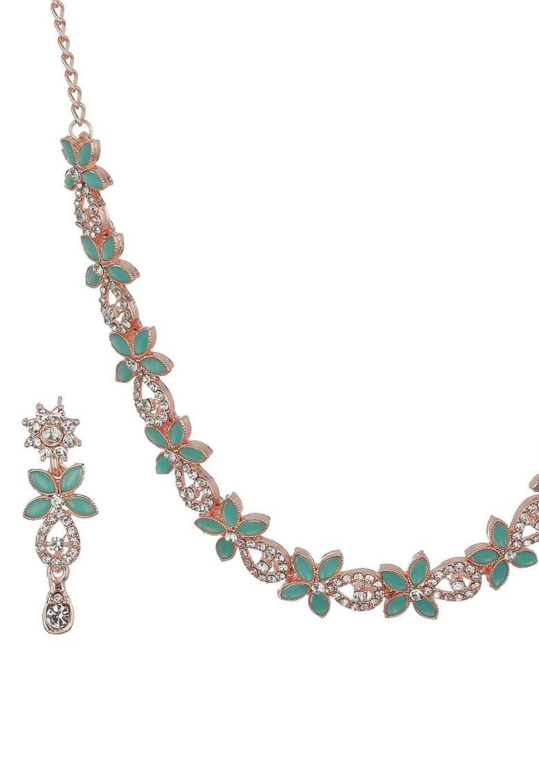 Rose Gold Plated Ad Studded Jewellery Set