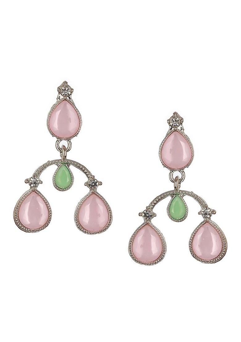 Rhodium Plated Ad Studded Jewellery Set