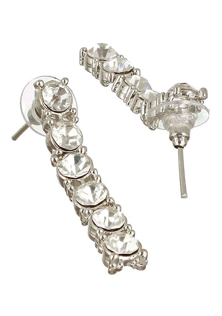 Rhodium Plated Ad Studded Jewellery Set - Indya