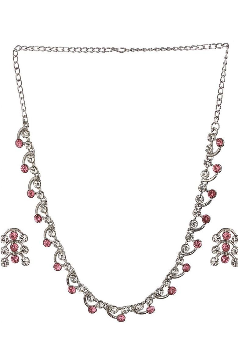 Rhodium Plated American Diamond Studded Jewellery Set