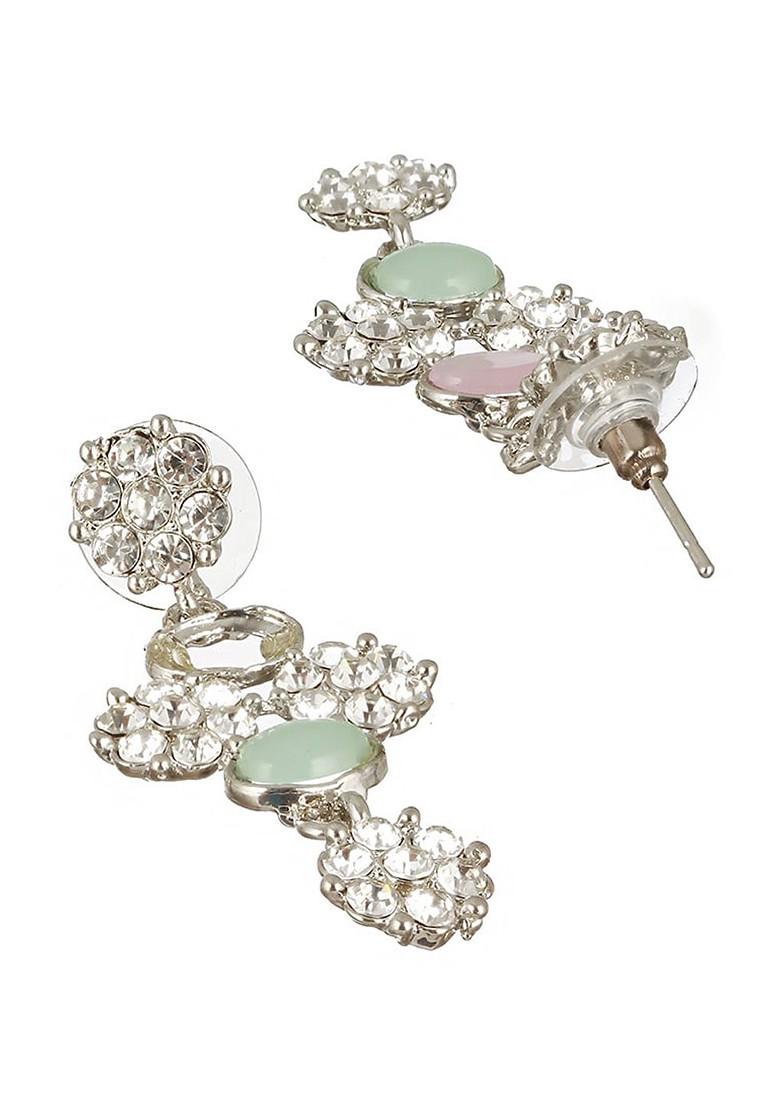 Rhodium Plated American Diamond Studded Jewellery Set