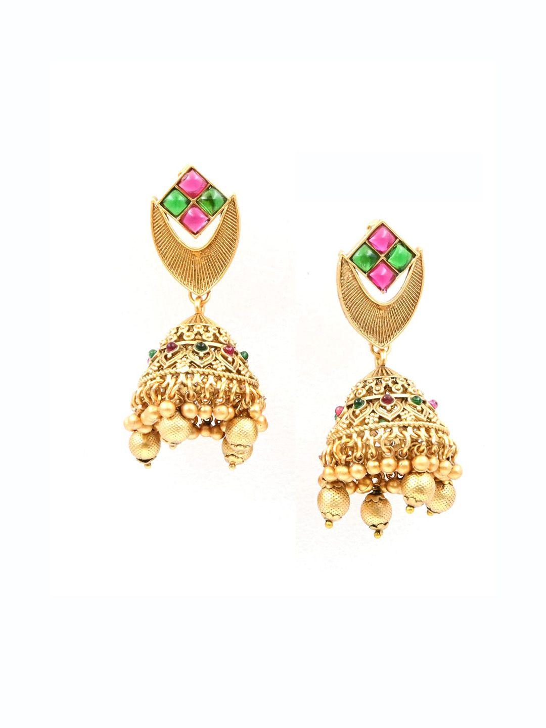 Copper Plated Red And Green Kundan Jewellery Set