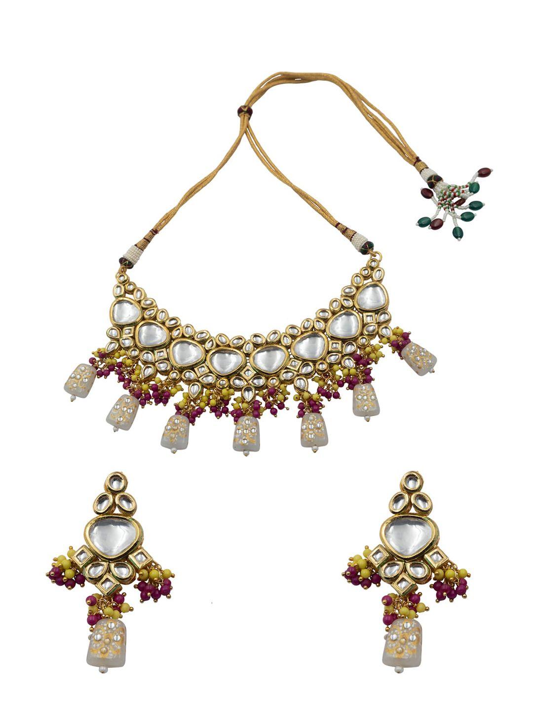 Gold Plated Kundan Studded And Beaded Vilandi Jewellery Set