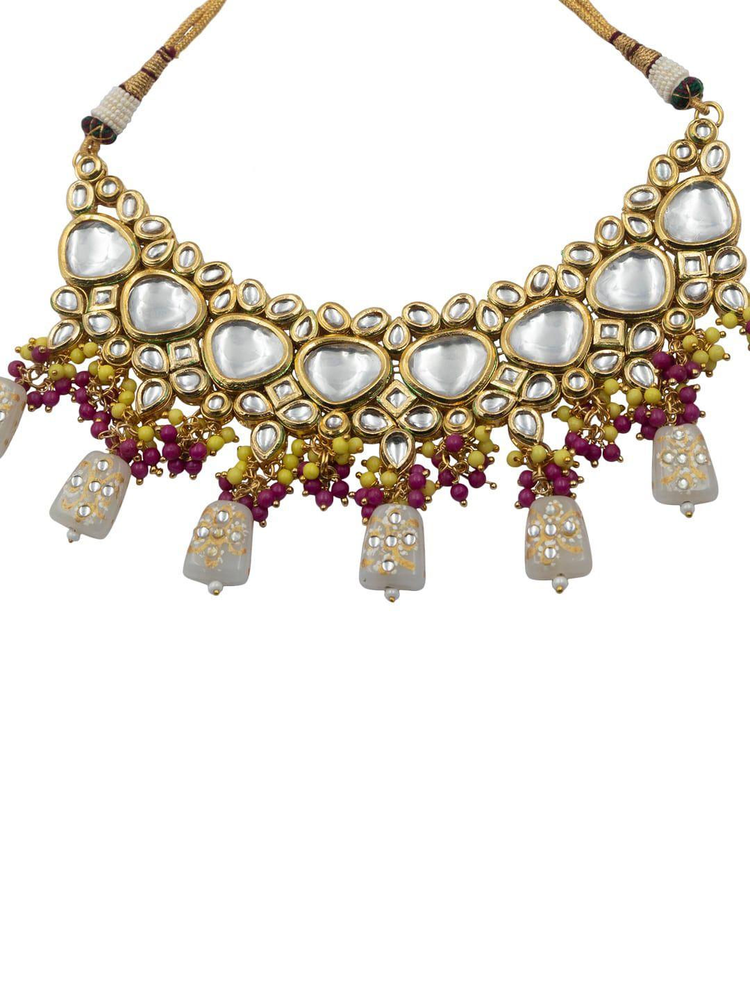 Gold Plated Kundan Studded And Beaded Vilandi Jewellery Set