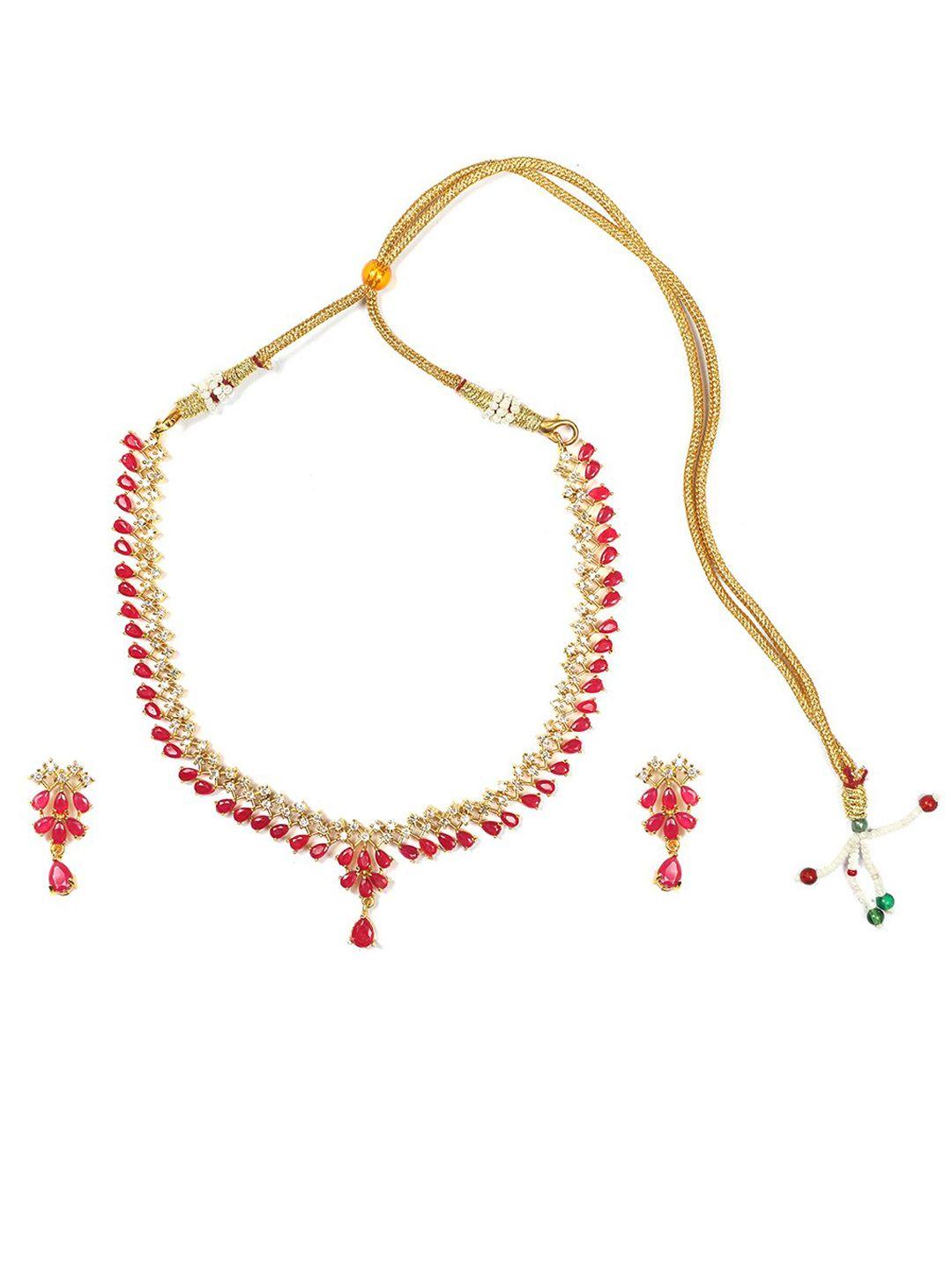 Gold Plated Ad Studded Jewellery Set
