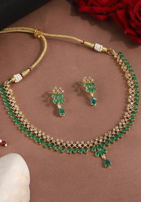 Gold Plated Ad Studded Jewellery Set