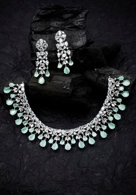 Silver Plated Cz Studded Jewellery Set