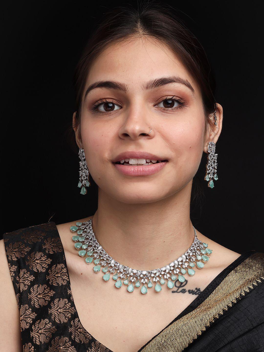 Silver Plated Cz Studded Jewellery Set